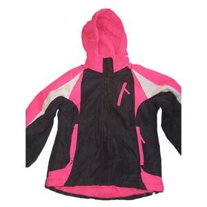 The Children's Place Girl Windbreaker Hooded Fleece Jacket Black/Pink 7/8 G002